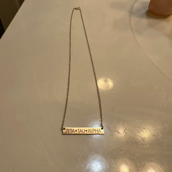Zeta Tau Alpha Gold Bar Necklace - Picture 2 of 2